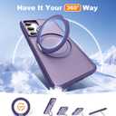 for Samsung Galaxy S25 Plus Case with 360Rotatable Magnetic Ring Stand Compatible with Mag-Safe Military Protection Shockproof Matte Translucent Phone Cases for Galaxy S25+,Dark Purple