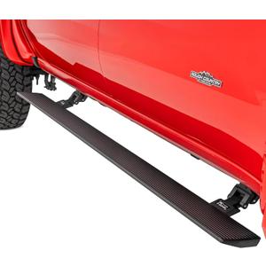 Rough Country Power Running Boards for Chevy Silverado & GMC Sierra 1500 / 2500HD / 3500HD Crew Cab (2014-2019) - Automatic Retractable Electric Side Steps with LED Lights, No-Drill Install