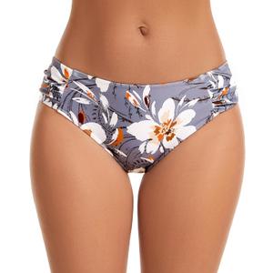 Women's Bathing Suit Bottoms Full Coverage Ruched Bikini Tankini Bottom Swimsuit Brief (Gray, XL)