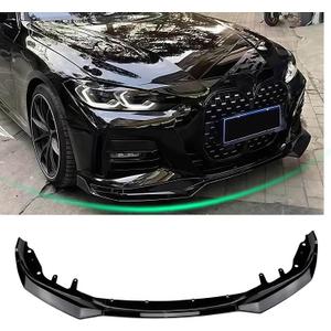 KHK Front Bumper Lip for 2021-2025 BMW 4 Series M440i/430i M Sport G22 G23 | Glossy Black Front Spoiler, ABS Air Dam Body Kit Accessories