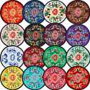 Boao 16 Pcs 16 Pcs Fabric Coasters for Drinks Absorbent, 5.12 Inch Cloth Coaster Boho Mexican Gifts Bar Coaster Round Vintage Ethnic Floral Teacup Mat Indian Home Decoration, Mixed Colors