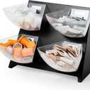 15.5''x10''x 10.5'' Coffee Condiment Packet Organizer with 4 Removable Compartments Steel Coffee Caddy Station Creamer Sugar Tea Holder for Bar Countertop Office Kitchen Accessories(Black)