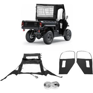 UTV Cab Enclosure Compatible with Kawasaki Mule 600, 610, 610 4x4, 610 4x4 XC(2015 & Older) Full Cab Cover Soft Doors w/ Zippered Windows Rear Panel for All-Weather Protection (Plastic Black)