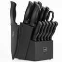 Knife Sets for Kitchen with Block, HUNTER.DUAL 15 Pcs Kitchen Knife Set with Block Self Sharpening, Dishwasher Safe