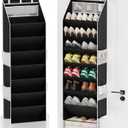 Criusia Shoe Organizer, Over the Door Shoe Organizer for Closet, Hanging Closet Shoe Storage with Large Deep Pockets, Holds Sneakers, Sandals, Boots, Fits 1624 Pairs, Black