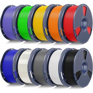SUNLU PLA 3D Printer Filament, Multicolor, 10-Pack, 10KG Total