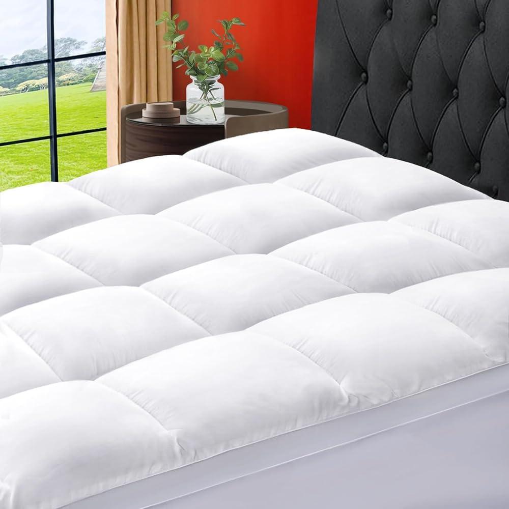 SOPAT Mattress Topper Queen Size Extra Thick Mattress Pad 8-21" Deep Pocket Soft Down Alternative Fill Mattress Protector Pillow Top Mattress Cover (60x80 Inches, White) (White Color)