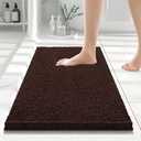 Smiry Luxury Chenille Bathroom Rugs 24x16, Extra Soft and Absorbent Shaggy Bath Mat, Machine Washable, Non-Slip Plush Carpet Runner for Tub, Shower, and Floor, Home Decor Accessories, Brown