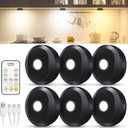 WILLED Under Cabinet Lighting Wireless,Rechargeable Puck Lights with Remote Control,Battery Tap Light Stick On,3 Colors and Timer Function LED Lights for Kitchen,Cabinet,Counter,Closet,Shelf,6 Pack