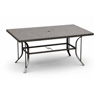 Pamapic Patio Dining Table, Outdoor Wicker Furniture for Backyard Garden Deck Poolside/Iron Slats Table Top