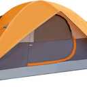 Amazon Basics 4-Person Camping Tent, 3-Season Dome Design with Rainfly, Orange/ Grey