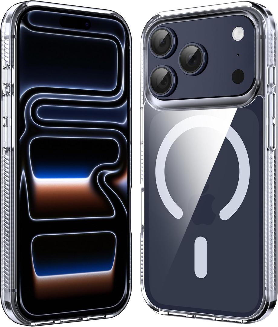 Supdeal Magnetic Clear Case for iPhone 17 Pro Max, [Compatible with MagSafe] [Non Slip Bumper & Not Yellowing] Military Grade Shockproof Transparent Silicone Phone Cover, 6.9", Transparent