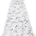 Goplus 6ft Artificial Christmas Tree Xmas Pine Tree with Solid Metal Legs Perfect for Indoor and Outdoor Holiday Decoration, White