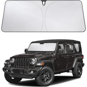 EcoNour Windshield Sunshade Compatible for Jeep Wrangler 2019-2024 2025 2026, Sun Visor for Front Windshield & Window Sun Shade Cover, UV Heat Blocker & Protector, Car Accessories