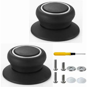 2Pcs Pot Lid Knobs, Kitchen Bakelite Pot Lid Handle, Universal Pot Lid Top Replacement Knob, Heat Resistant and Prevent Static Electricity, Easy Installation for Casserole Glass Pot Lid Knob