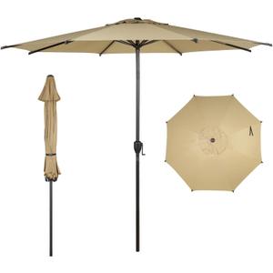 Abba Patio 9FT Lyon Outdoor Patio Umbrella Outdoor Table Umbrella with Push Button Tilt and Crank Market Umbrella 8 Sturdy Ribs UV Protection Waterproof for Garden Deck Backyard Pool Tan