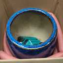 10.3 Inch Ceramic Glaze Plant Pot with Saucer, Flower Pots with Drainage Hole Mesh Net (Blue)