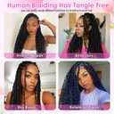 Human Braiding Hair for Boho Braids 100g Curly Boho Hair for Braiding Deep Wave Bulk Bohemian 100% Human Hair for Micro Braiding Wet and Wavy No Weft 2 Bundles Natural Color 22 Inch (1B#)