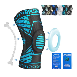 Bpluma Knee Brace for Men and Women, Compression Sleeve for Torn Meniscus, Arthritis, Joint PainSupport for Working Out, Running, Weight LiftingFitness (X-Large, beige-white)