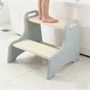 Erizhaltic Wooden Toddler Step Stool for Kids Adjustable 2Step Learning Stool for Kitchen & Bathroom Sink Sturdy 350lbs Capacity with NonSlip Safety Pads Montessori Helper Stool for Potty Training (12.99"D x 14.96"W x 14.17"H) Grey