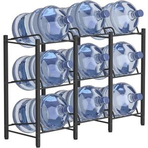 mocomax 5 Gallon Water Jug Holder, Detachable Water Bottle Holder for 9 Bottles, 3 Tier Heavy Duty Water Jug Stand, Water Dispenser Rack for Home, Gym, Kitchen, Office, Black