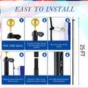 FuWeave Flag Poles for Outside House in Ground 25 ft Sectional Flag Pole Kit Extra Thick 16 Gauge Heavy Duty Aluminum Flag Pole with Gold Ball Top for Residential or Commercial(Black)