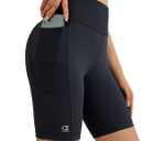 8" Women's Biker Shorts with Pockets, Tummy Control Spandex Exercise Shorts for Yoga,Workout,Running (Black, L)