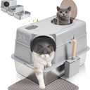 Stainless Steel Litter Box with Lid, XL Enclosed Metal Cat Litter Box