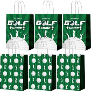 Leinuosen 30 Pcs Golf Gift Goodie Bags Cute Golf Treat Bags for Snacks and Candy Bag with Handle for Theme Adults Birthday Party Shower Favors, 8.3 x 5.9 x 3.1 Inch