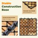 Premium Patio Deck Tiles, 10 PCs 12x12 Snap Together Patio Flooring for Outdoor, Balcony, Porch, Poolside, Waterproof All Weather (Golden Teak)