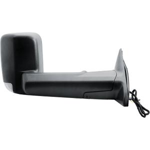Passenger Right Side Door Towing Mirror Power and Heat Glass with BLIS Textured Black Back Cover Turn Signal Light Puddle Light Manual Folding For 19-24 Ram 2500 3500 4500 5500