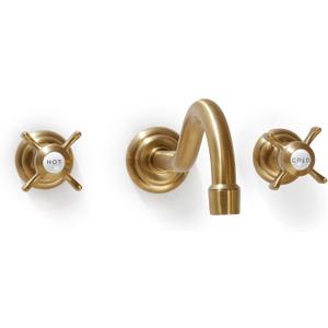 SITGES Antique Wall Faucet,Two Handle Bathroom Sink Wall Mount Faucet with Rough in Valve Included,Gold Brushed