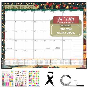 Gannyfer 2026 Desk Calendar, 18-Month Large Desktop/Wall Calendar, 14" x 11" Fridge Calendar, Use Now to Dec 2026, Personal Planner for Home, School, Office (3 Stickers) pack of 4