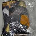 Happy New Year Backdrop with Shiny Firework Background Circle Paper Banner Pom poms Foil Balloons & Swirls for New Year Photo Booth Background Party Decorations (Black Gold 01)