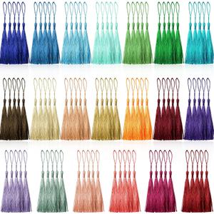 Creatrill 100 Pcs 13cm/5 Inch Silky Handmade Soft Craft Mini Tassels with Loops for Jewelry Making, DIY Projects, Bookmarks, 20 Colors, 5 Pcs of Each