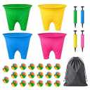Taysta Granny Pants Yard Game, 4 Player Outdoor Catch Game Set with 4 Giant Stretchy Pants, 20 Inflatable Balls, 4 Hand Pumps, Storage Bag, Backyard Lawn Party Game for Teens and Adults