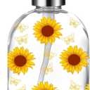 Simple Glass Soap Dispenser with Rust Proof Pump, Kitchen Dish soap Dispenser for Kitchen Shower, Sunflower