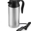 Sunsbell Portable Electric Car Kettle - 650ml Car Kettle Water Boiler 12V Car Heating Travel Cup Stainless Steel Car Heated Travel Mug Car Coffee Cup Warmer with DC 12V Charger for Car (Sliver)