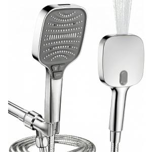 High Pressure Shower Head with Handheld, 8 Functions, Anti-clog Nozzles, Built-in Power Wash, Heat-Resistant Premium ABS Material, Leakproof 5.9ft Hose & Thickened Bracket