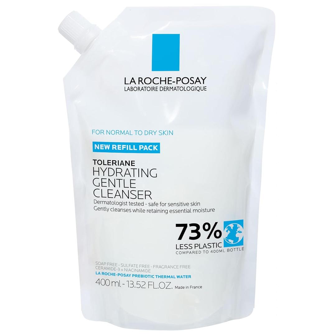 La Roche-Posay Toleriane Hydrating Gentle Face Cleanser, Hydrating Facial Cleanser With Niacinamide + Ceramides, Daily Face Wash For Dry Skin To Normal Skin, Sensitive Skin Tested, Fragrance Free (13.52 Fl Oz (Pack of 1))