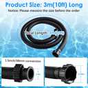10ft Pool Hose For Above Ground Pools, 1.5 Inch Diameter Swimming Pool Replacement Hose for Filter Pump, Saltwater System, Sand Filters Accessories (1, White, Normal)