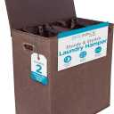 BIRDROCK HOME Laundry Hamper with Lid | Removable Bags for Sorting Clothes | Sectioned Laundry Basket for Bedroom & Bathroom | Collapsible Storage Bin with Cover | Double, Brown