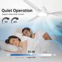 reiga 52 inch Ceiling Fans with Remote Control and Led Lights, Modern Quiet Reversible DC Motor Fan, 3 Blade High Flow for Living Room Bedroom, White