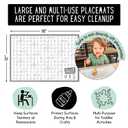 THEO'S 50 Pack Stick on Disposable Table Mats for Kids & Baby Led Weaning | Large 12" x 18" Restaurant Placemats in Re-usable Travel Pouch