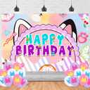 Cartoon Dollhouse Birthday Photography Backdrop 5x3ft Photo Background Cartoon Happy Birthday Banner for Doll House Party Supplies Decorations(5x3ft)