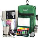 Funto Mini Watercolor Paint Set, All-in-One 24-Color Christmas Green Gift Travel Paint Kit, with Crossbody Bag, Watercolor Journal, Paint Water Cup, Pocket Set for Artists