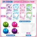 AuroTops Valentines Day Cards for Kids,24 Pack Stretchy Ball with Cute Valentine's Cards,Squeeze Toys Fidget Toys Bulk for Valentine Party Favors for Boys & Girls,Valentines Day Exchange Gifts