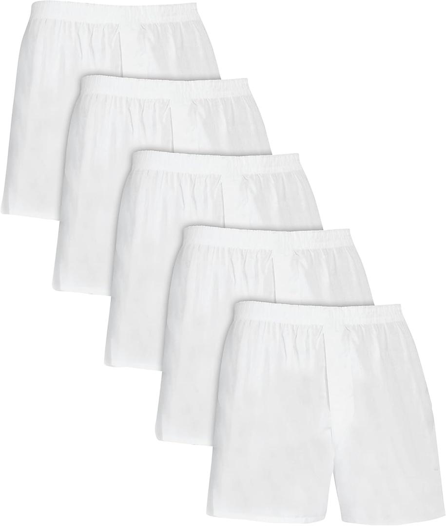 Fruit of the Loom Men's Tag Free Woven Boxer Shorts, Relaxed Fit, Moisture Wicking, Assorted Color Multipacks (Large, White)