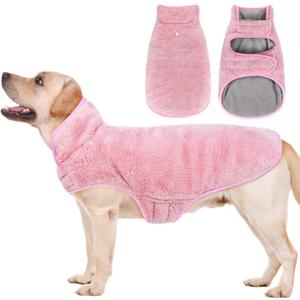 Malier Dog Winter Coat, Reversible Fleece Dog Cold Weather Coats, Windproof Warm Snow Puppy Jacket Vest Pet Clothes for Dogs (Pink, Large)