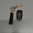 Key Fob Cover Fit for Chevy Key, Car Key Case Protector for Volt Bolt Spark Equinox Traverse Trax (4 Buttons Black)